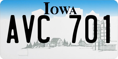 IA license plate AVC701