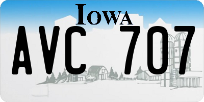 IA license plate AVC707