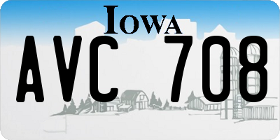 IA license plate AVC708