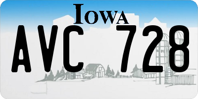 IA license plate AVC728