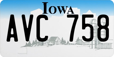 IA license plate AVC758