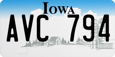 IA license plate AVC794