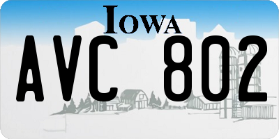 IA license plate AVC802
