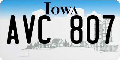 IA license plate AVC807