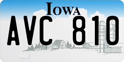 IA license plate AVC810