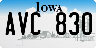 IA license plate AVC830