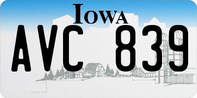 IA license plate AVC839