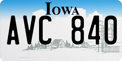 IA license plate AVC840