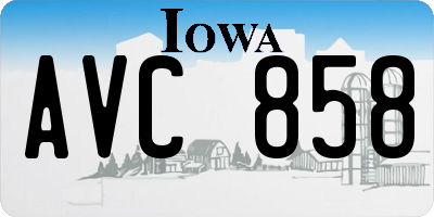 IA license plate AVC858