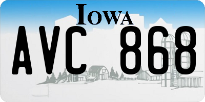 IA license plate AVC868