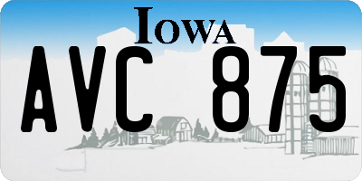 IA license plate AVC875