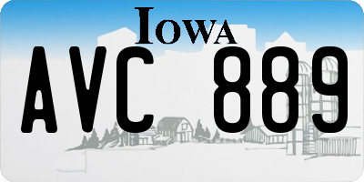 IA license plate AVC889