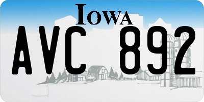IA license plate AVC892