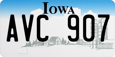 IA license plate AVC907