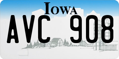 IA license plate AVC908