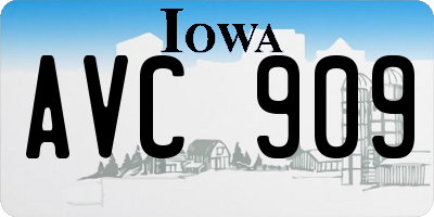 IA license plate AVC909