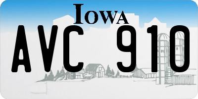IA license plate AVC910