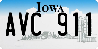 IA license plate AVC911
