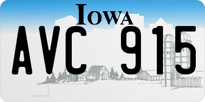 IA license plate AVC915