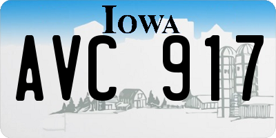 IA license plate AVC917