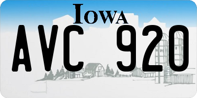 IA license plate AVC920