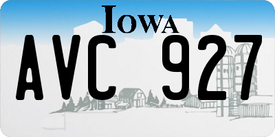IA license plate AVC927