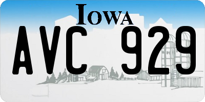 IA license plate AVC929