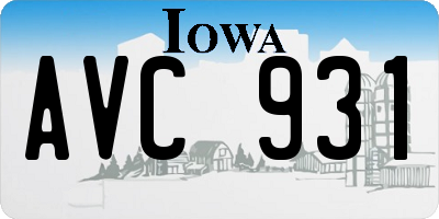 IA license plate AVC931