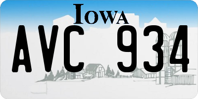 IA license plate AVC934