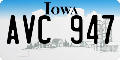 IA license plate AVC947