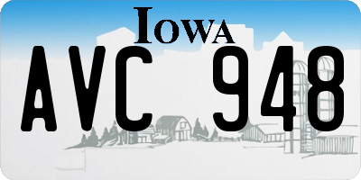 IA license plate AVC948