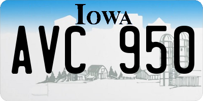 IA license plate AVC950