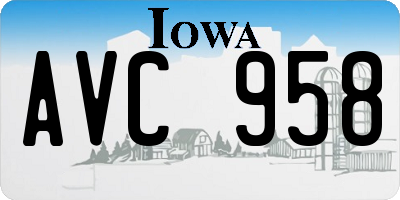 IA license plate AVC958