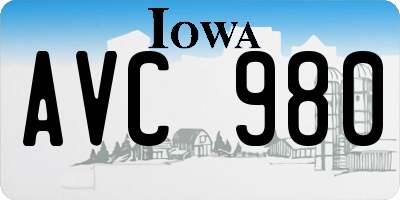 IA license plate AVC980