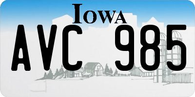 IA license plate AVC985