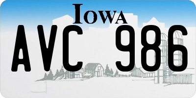 IA license plate AVC986