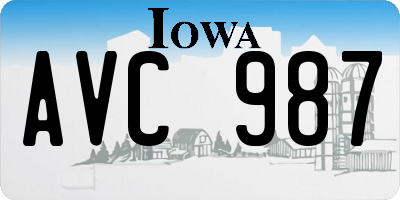 IA license plate AVC987