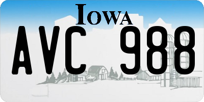 IA license plate AVC988
