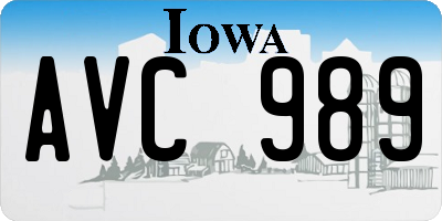 IA license plate AVC989