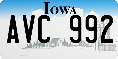 IA license plate AVC992