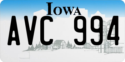 IA license plate AVC994
