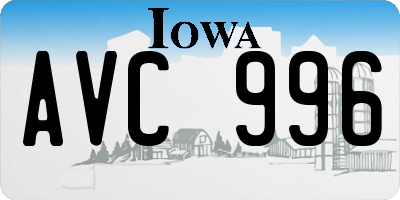 IA license plate AVC996