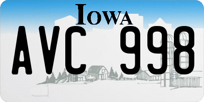 IA license plate AVC998