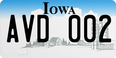 IA license plate AVD002