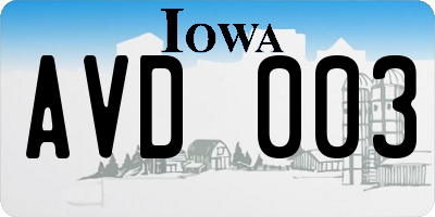 IA license plate AVD003