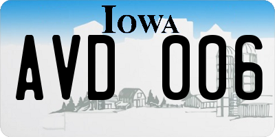 IA license plate AVD006