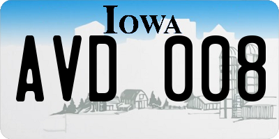 IA license plate AVD008