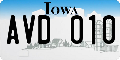IA license plate AVD010