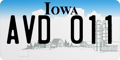 IA license plate AVD011