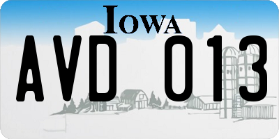 IA license plate AVD013